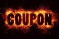Coupon fire flames burn burning text explosion explode Royalty Free Stock Photo