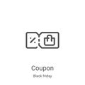 coupon icon vector from black friday collection. Thin line coupon outline icon vector illustration. Linear symbol for use on web Royalty Free Stock Photo