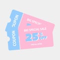 coupon promotion illustration, big special sale 25 percent coupons,