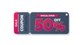 Coupon special voucher 50 percentage, Check banner special offer. Vector