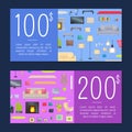 Coupons on 100 and 200 Dollars Vector Illustration Royalty Free Stock Photo