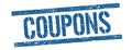COUPONS text on blue vintage lines stamp
