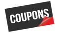COUPONS text on black red sticker stamp