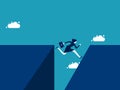 Courage And challenge concept. Businesswoman jumps over the gap.