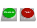 Courage Fear Buttons Shows Bravery Or Scared Royalty Free Stock Photo
