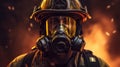Courage Under Fire Inspiring Portrait of a Brave Firefighter. Generative AI