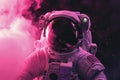 Courageous Astronaut in pink space uniform. Generate ai