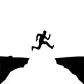 Courageous man jump over a gap from cliff icon isolated on white background Royalty Free Stock Photo