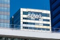 Exterior view of the tower housing the headquarters of KPMG France, Paris-La Defense