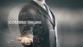 Cource Online with hologram businessman concept