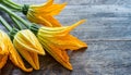 Courgette flowers, copyspace on a side