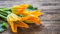 Courgette flowers, copyspace on a side