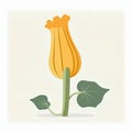 Courgette Flowers Vegetable Cute Playful Flat Icon by Generative AI