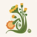 Courgette Flowers Vegetable Cute Playful Flat Icon by Generative AI