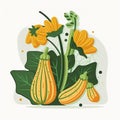 Courgette Flowers Vegetable Cute Playful Flat Icon by Generative AI