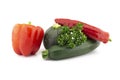 Courgette or zucchini and fresh red pepper Royalty Free Stock Photo