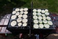 Courgettes and aubergines on barbecue