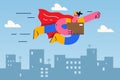 Courier as superhero deliver parcel to client Royalty Free Stock Photo