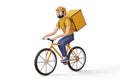 Courier bicycle delivery man with parcel box on the back, 3d rendering