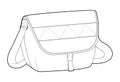 Courier Carryall Messenger Bag silhouette. Fashion accessory technical illustration. Vector satchel front 3-4 view for