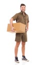 Courier with a carton box Royalty Free Stock Photo