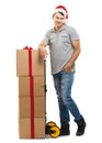 Courier - Christmas parcel,gift boxes Royalty Free Stock Photo