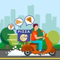 Courier Delivering Dinner to Suburbs Illustration