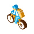 Courier Delivery by Bicycle isometric icon vector illustration Royalty Free Stock Photo