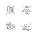 Courier delivery linear icons set