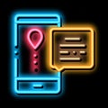 Courier Delivery Mobile Application neon glow icon illustration