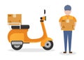 Courier delivery motorcycle service, flat design vector