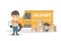 Courier with delivery truck. Royalty Free Stock Photo