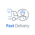 Courier delivery, truck transportation company, messenger service, order distribution Royalty Free Stock Photo