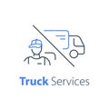 Courier delivery, truck transportation company, messenger service, order distribution Royalty Free Stock Photo