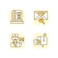 Courier delivery yellow RGB color icons set