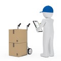 Courier figure hand truck Royalty Free Stock Photo