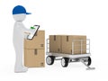 Courier figure trolley Royalty Free Stock Photo