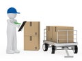 Courier figure trolley Royalty Free Stock Photo
