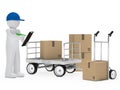 Courier figure trolley Royalty Free Stock Photo