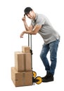 Courier hand truck boxes and packages Royalty Free Stock Photo