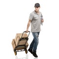 Courier hand truck boxes and packages Royalty Free Stock Photo