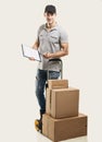 Courier hand truck boxes and packages Royalty Free Stock Photo