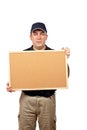 Courier holding the empty corkboard