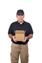 Courier holding a open box