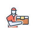 Color illustration icon for Courier, box and parcel Royalty Free Stock Photo