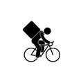 Courier illustration, stick figure man icon, isolated symbol, cyclist silhouette