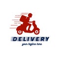 Courier Man with Quick Fast Motorcycle Scooter for Delivery Order Service Logo Icon Illustration