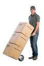 Courier moving boxes Royalty Free Stock Photo