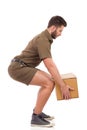 Courier picking up a package.