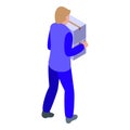 Courier service icon isometric vector. Move home box